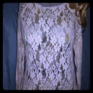 Forever 21 Cream colored lace long sleeved shirt